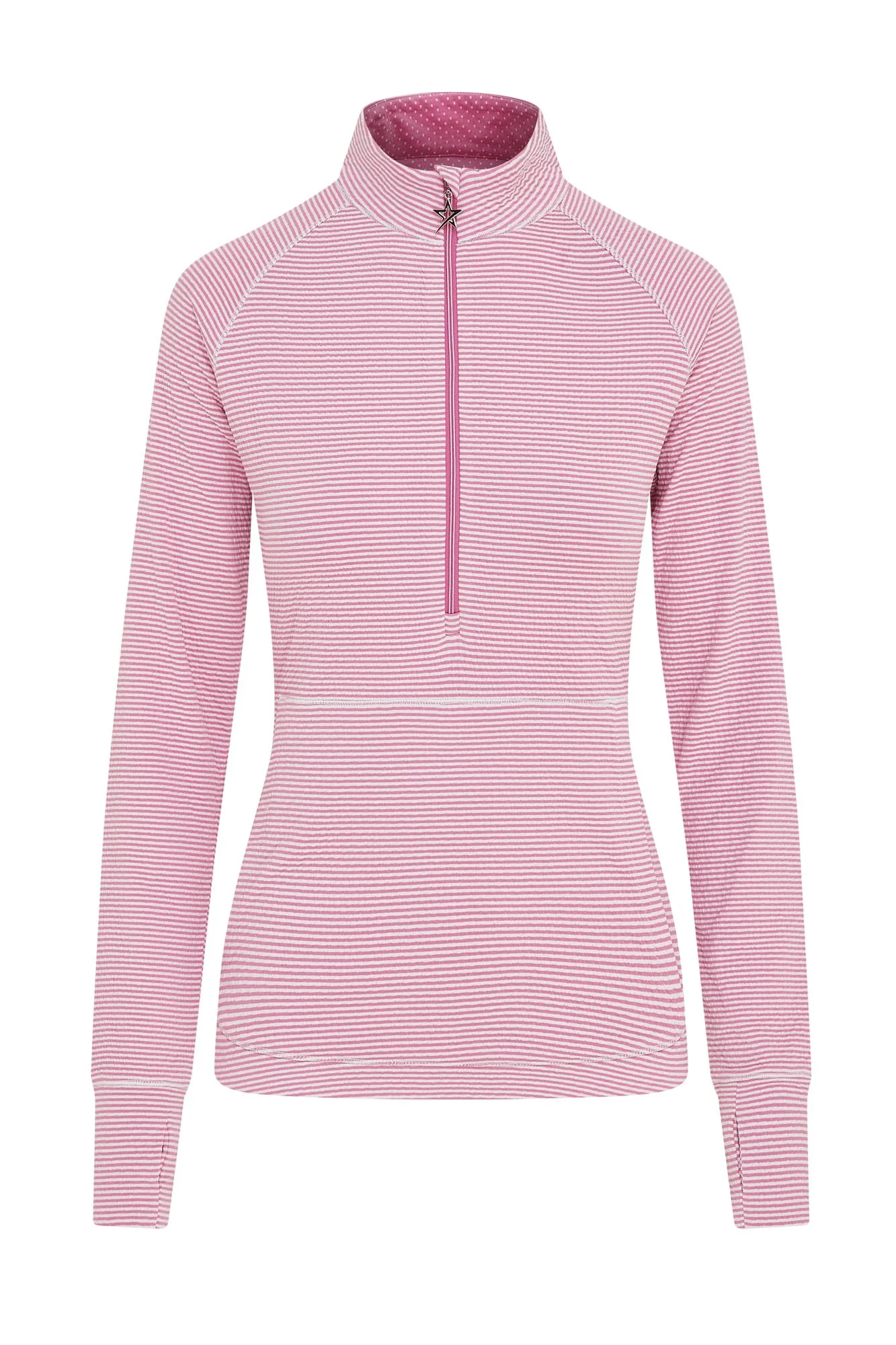 Lottie Stripe 1/4 Zip Super Pink & White - Image 4