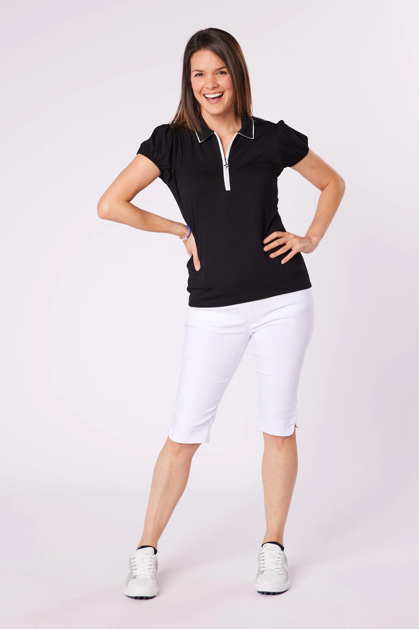 Minny Puffed Cap Sleeve Black & White - Image 3