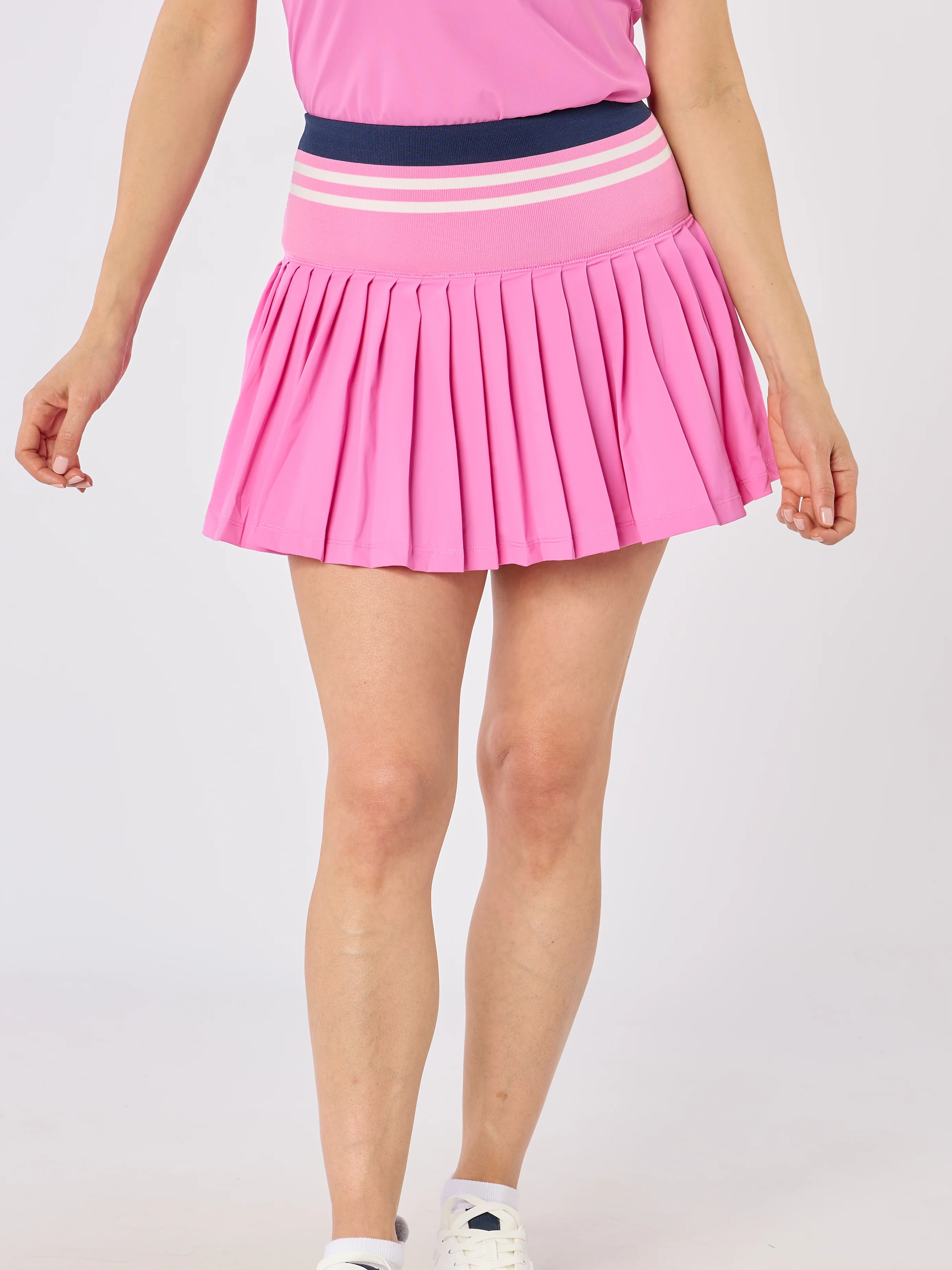 Molly Stripe Elite Pleated Skort Super Pink & White