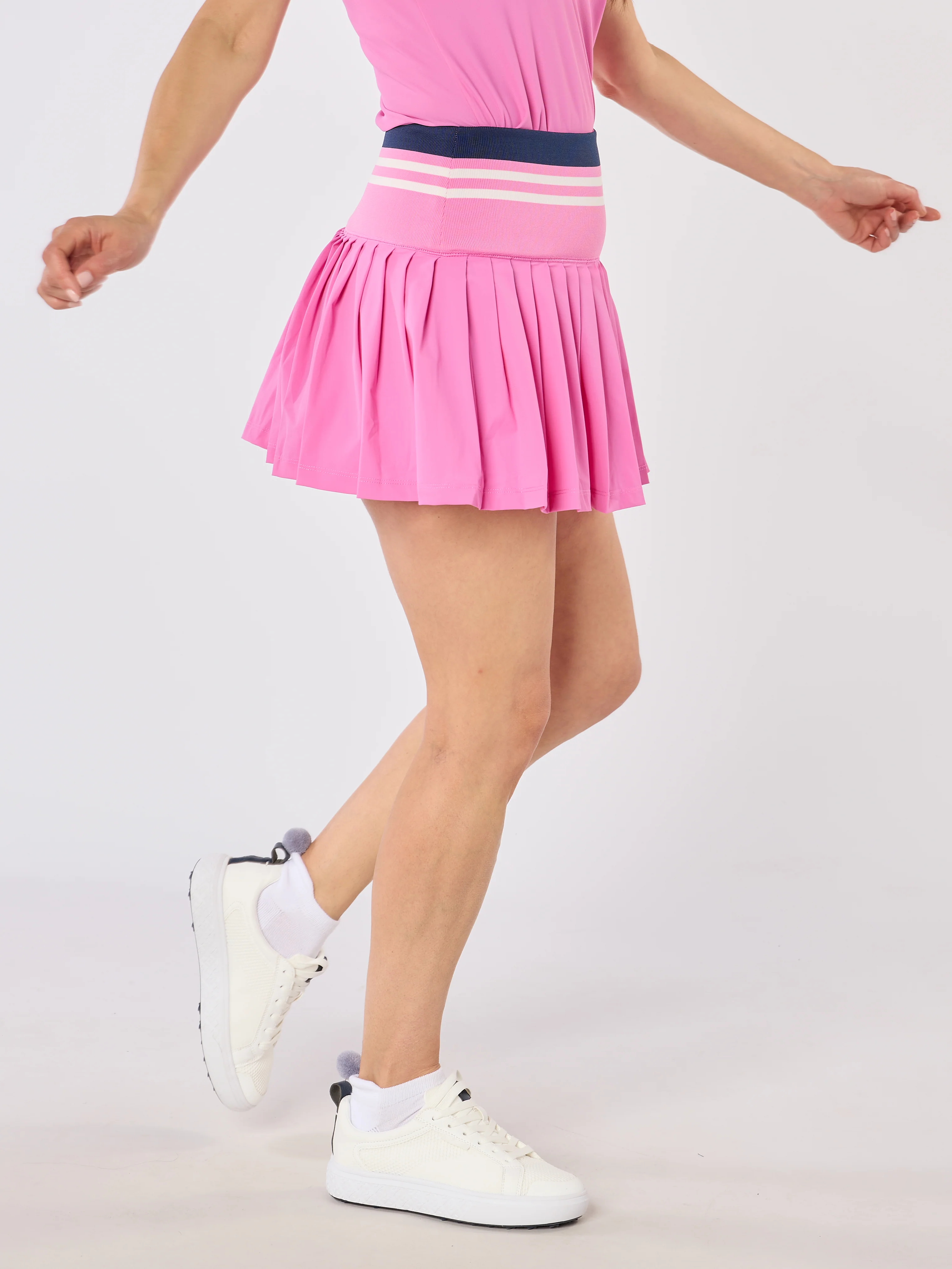Molly Stripe Elite Pleated Skort Super Pink & White - Image 3