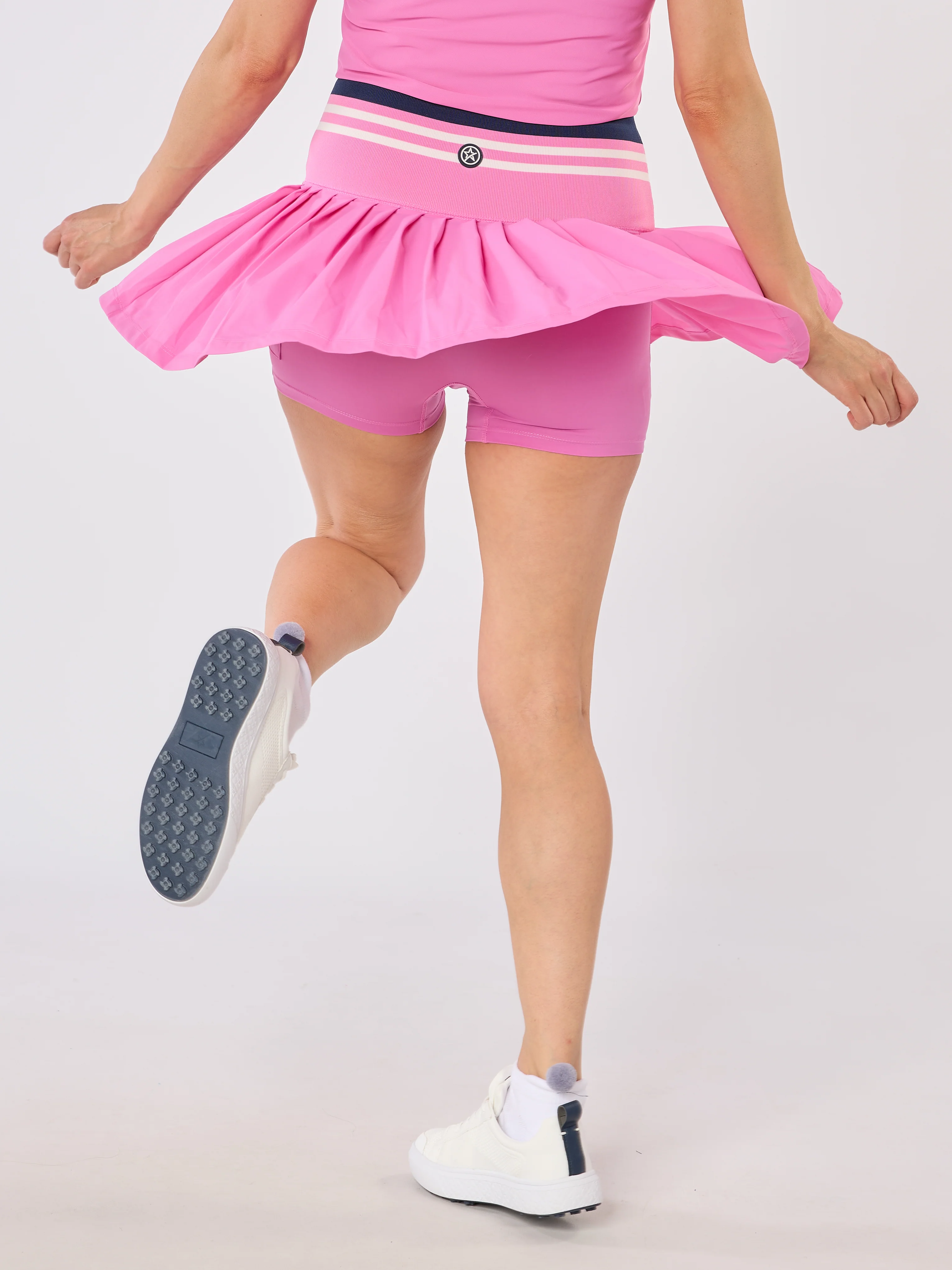 Molly Stripe Elite Pleated Skort Super Pink & White - Image 4
