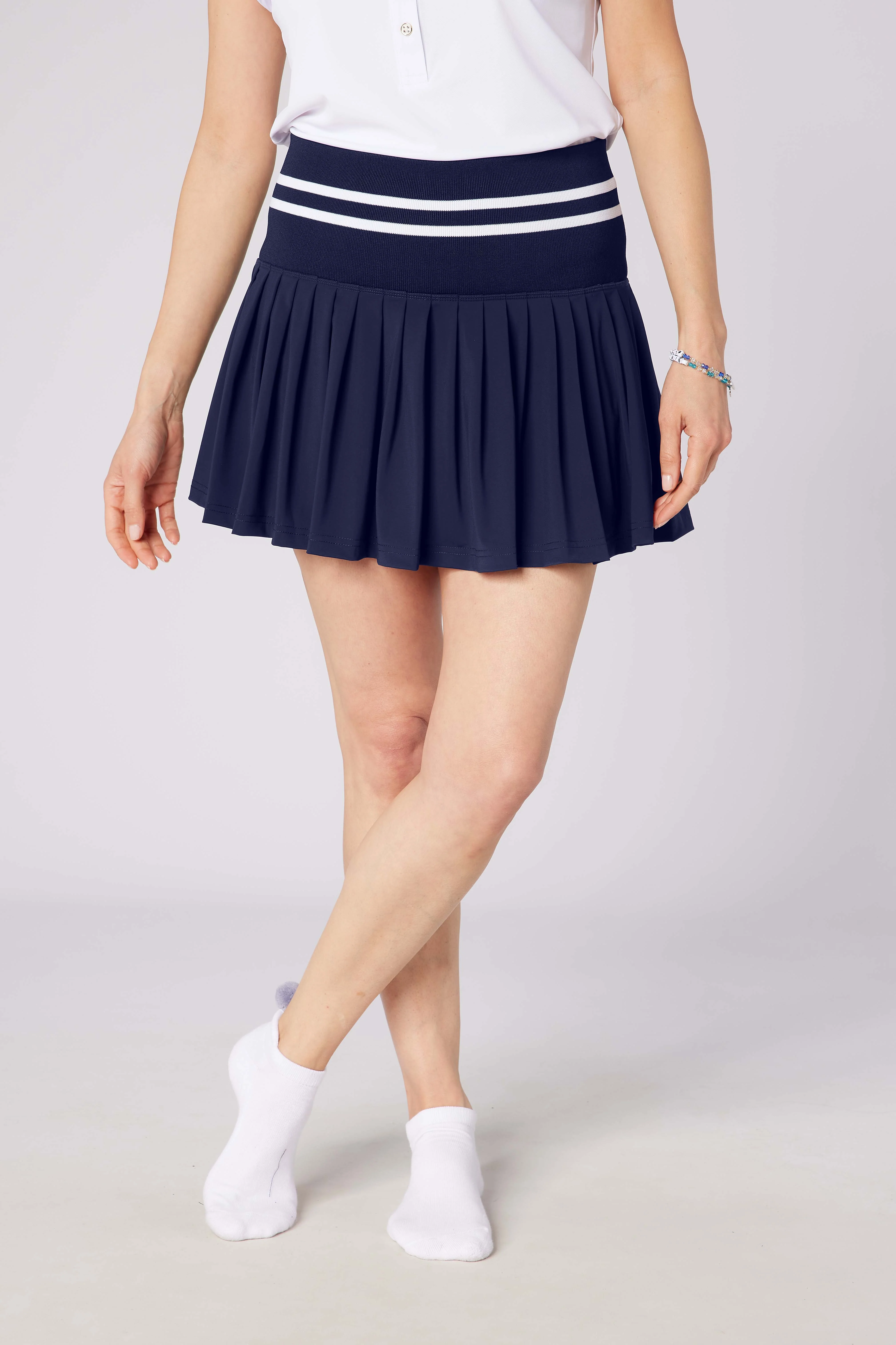 Molly Stripe Elite Pleated Skort Navy & White