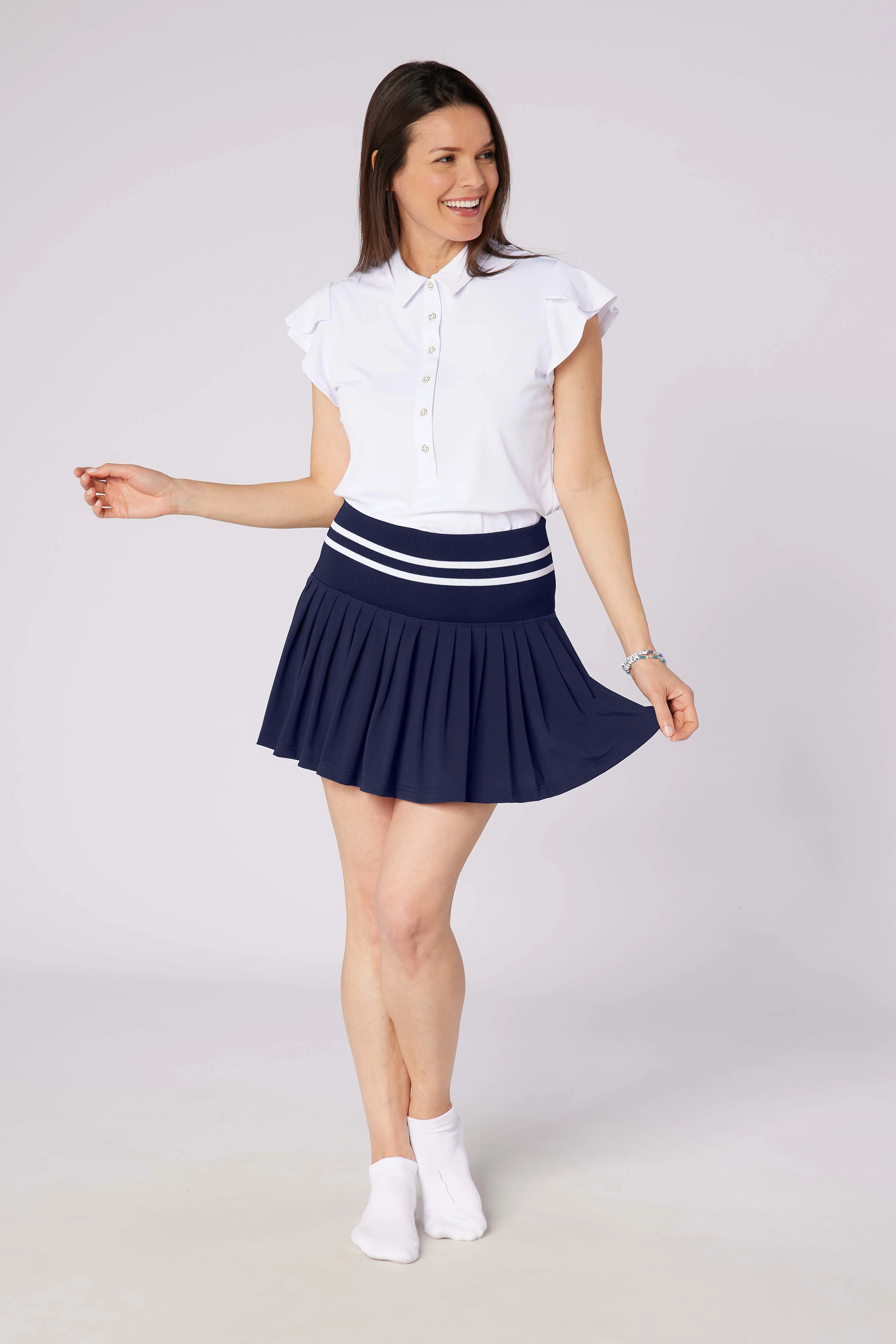 Molly Stripe Elite Pleated Skort Navy & White - Image 6